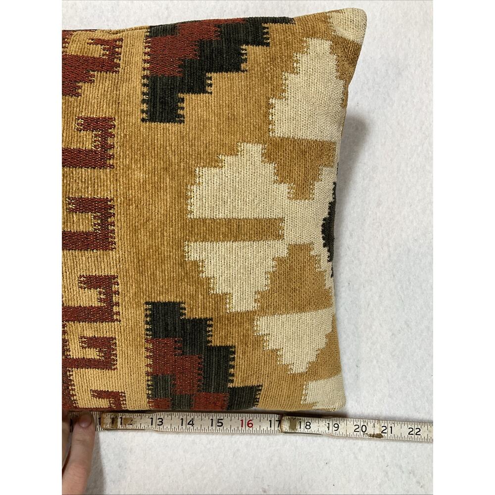 Tan Southwestern Geometric Kilim Style Throw Pillows Boho Set of 2- 19 x 12 in - Picture 10 of 12